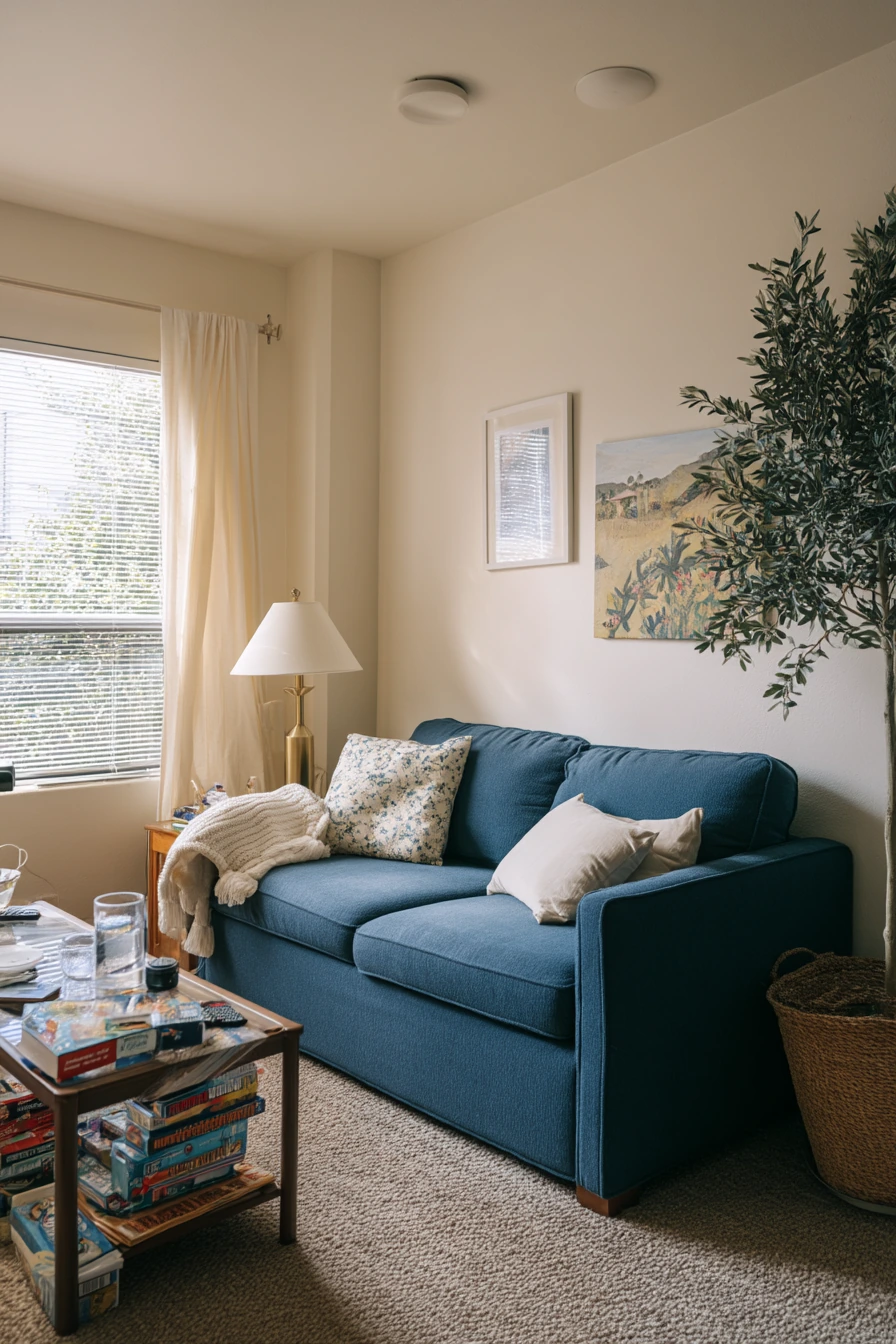 blue couch living room ideas 12