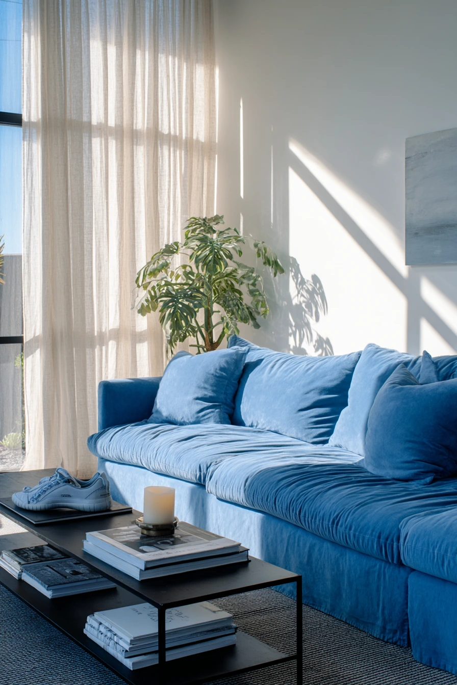 blue couch living room ideas 21