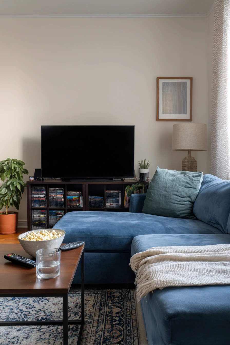 blue couch living room ideas 32