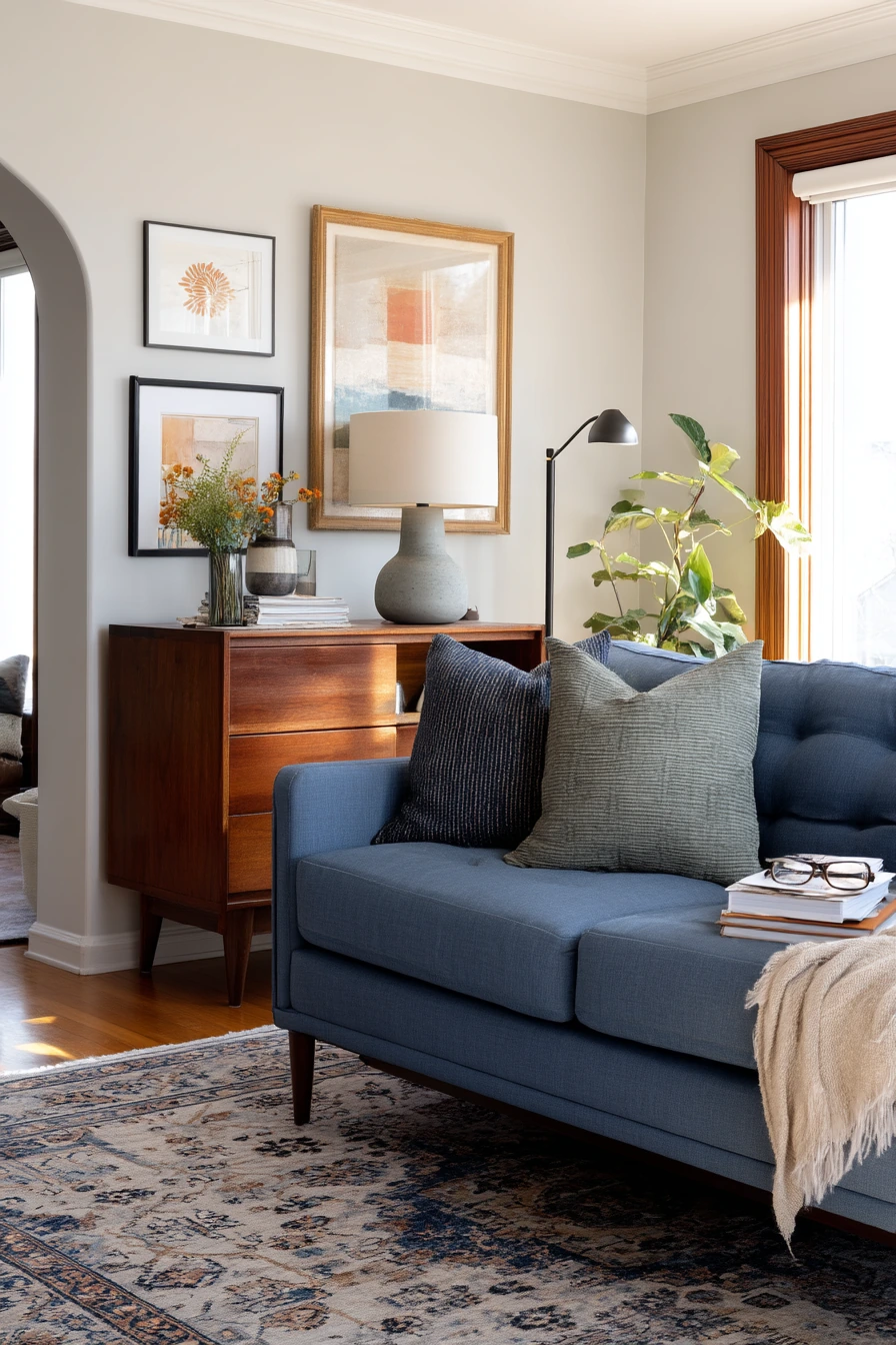 blue couch living room ideas 36