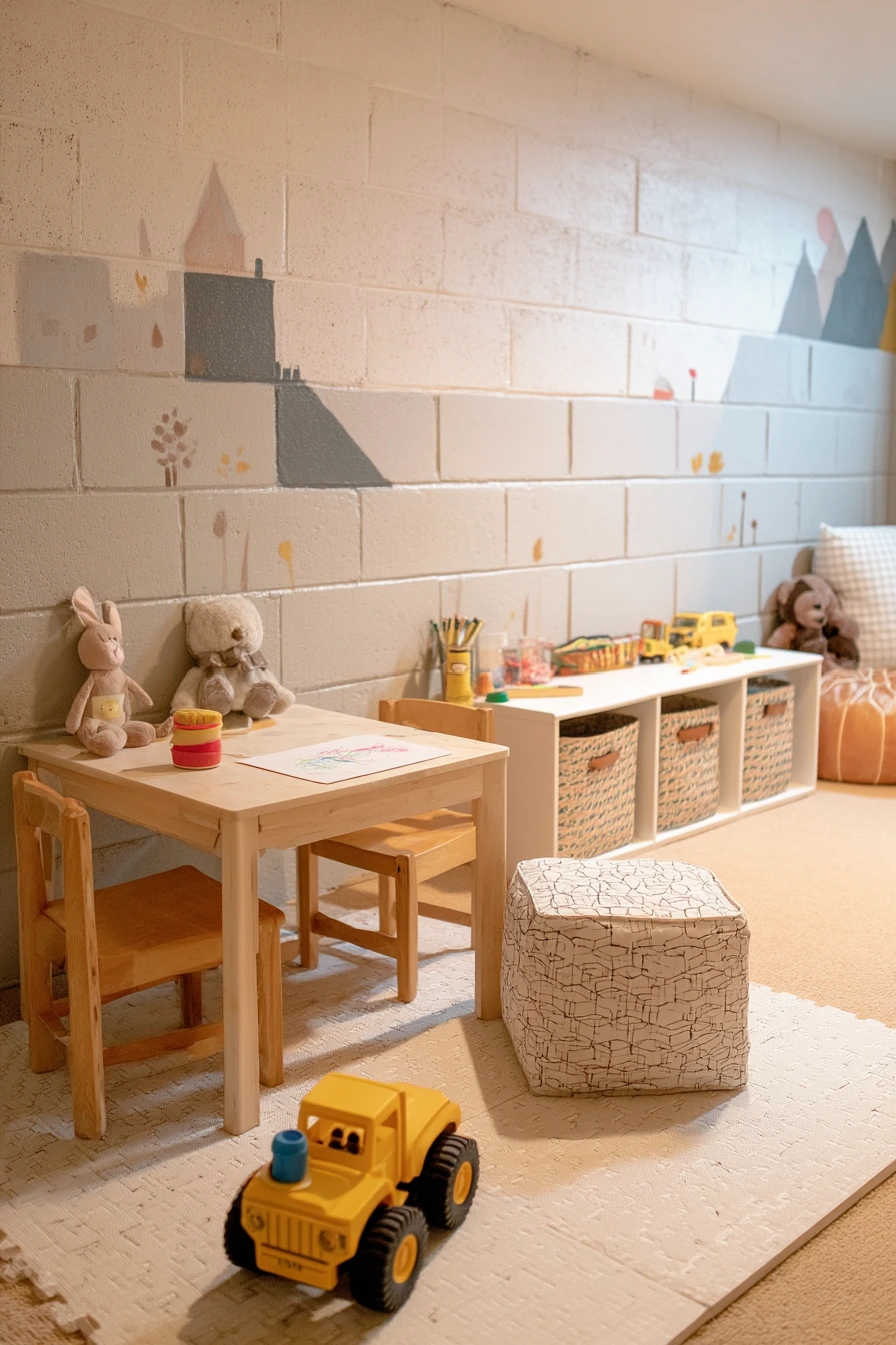 cinder block basement wall ideas 25
